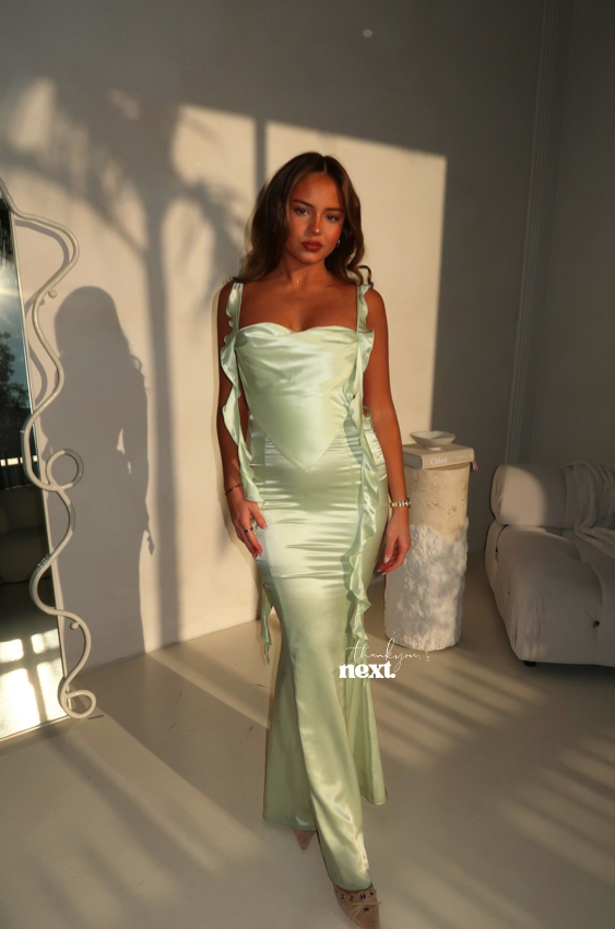 THE CAROLINE DRESS (LIGHT GREEN)- NANA JACQUELINE THE CAROLINE DRESS (LIGHT GREEN)- NANA JACQUELINE